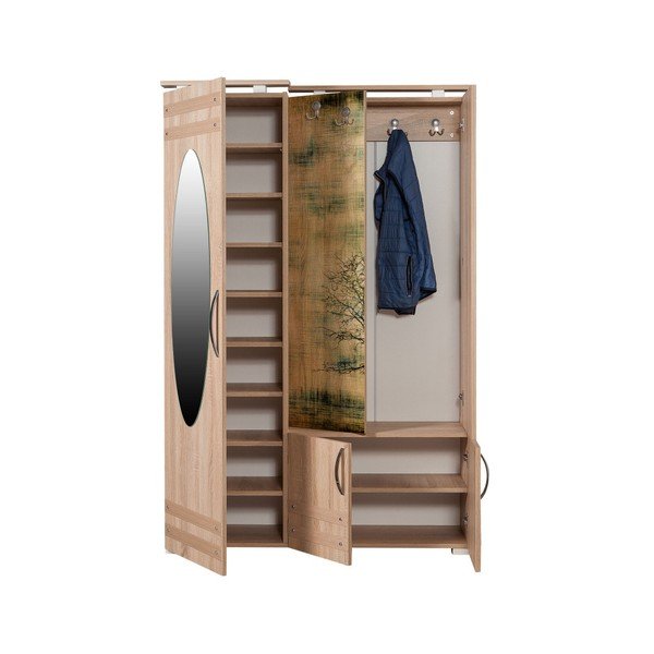 Síhirlí Tree barna tükrös előszoba szekrény, magasság 195 cm-image-2