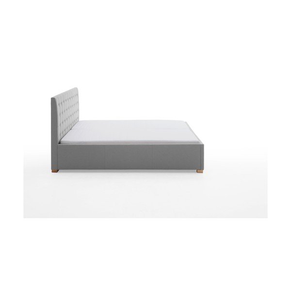 Világosszürke kárpitozott franciaágy ágyrács nélkül 180x200 cm Malia – Meise Möbel-image-3