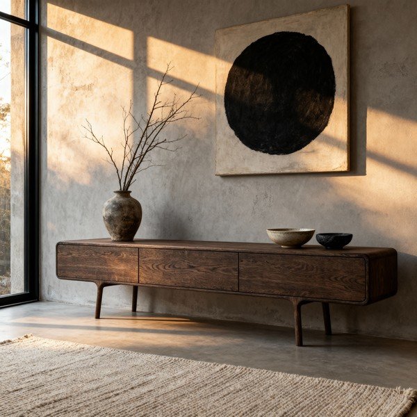 Barna tölgyfa TV-állvány 220x45x45 cm Fawn – Gazzda-image-1