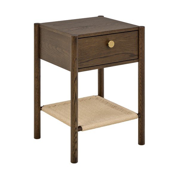 Sötét natúr színű éjjeliszekrény tölgyfa dekorral Monfort – Actona-image-1