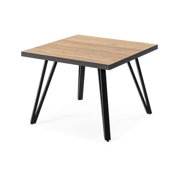 Fekete-natúr színű dohányzóasztal tölgyfa dekoros asztallappal 60x60 cm Sindi – Marckeric