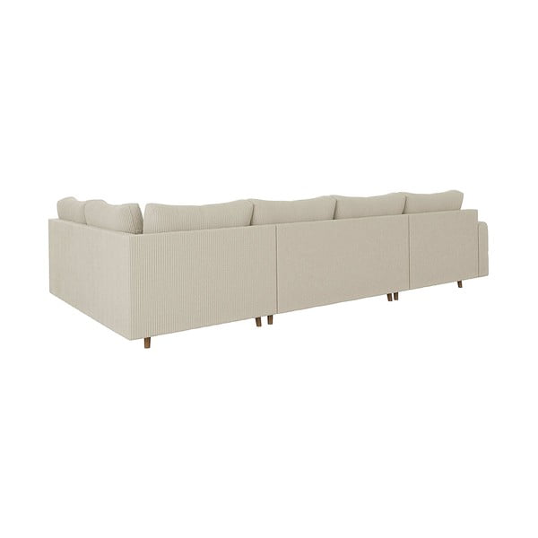 Krémszínű kordbársony sarokkanapé (bal oldali-U alakú) Ariella – Ropez-image-2