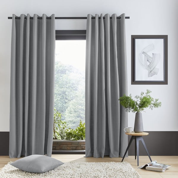 Szürke függöny készlet 2 db-os 229x168 cm Pinsonic - Catherine Lansfield-image-1