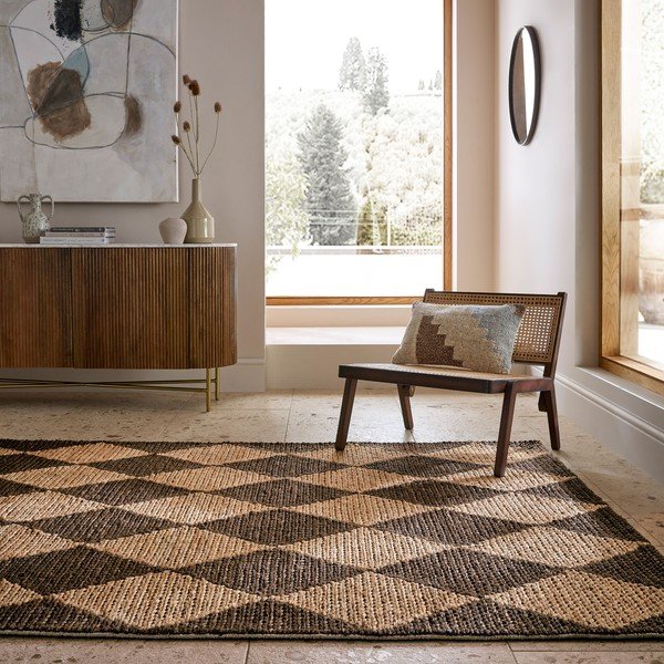 Barna-natúr színű kézi szövésű jutakeverék szőnyeg 160x230 cm Effie Diamond – Flair Rugs-image-1