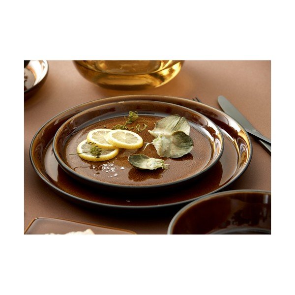 Fekete-borostyán színű desszertes kőedény tányér ø 21 cm Gastro Black/Amber – Bitz-image-1