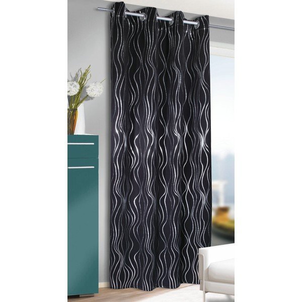 Fekete függöny 135x245 cm Waves – Sehlbach-image-1