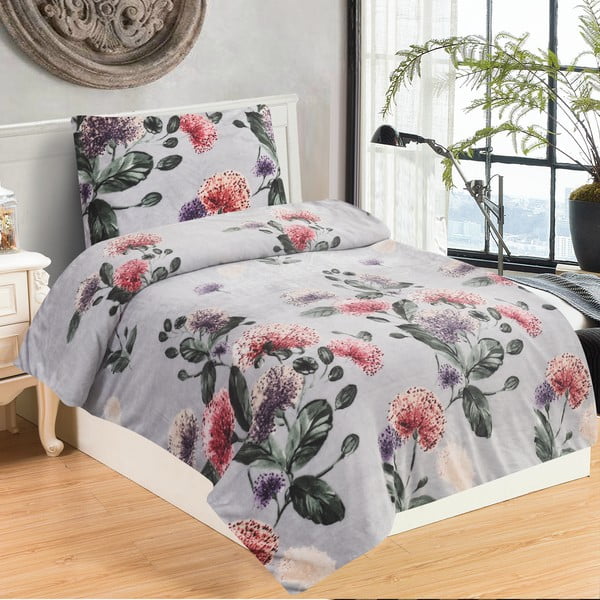 Világosszürke egyszemélyes mikroplüss ágyneműhuzat 140x200 cm Margot – My House