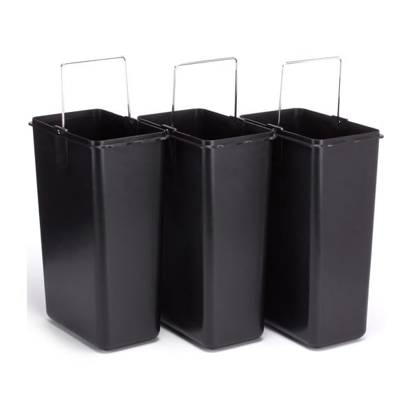 Matt ezüstszínű acél szelektív pedálos szemetes 3x8 l   Tri Selectif – MSV-image-3