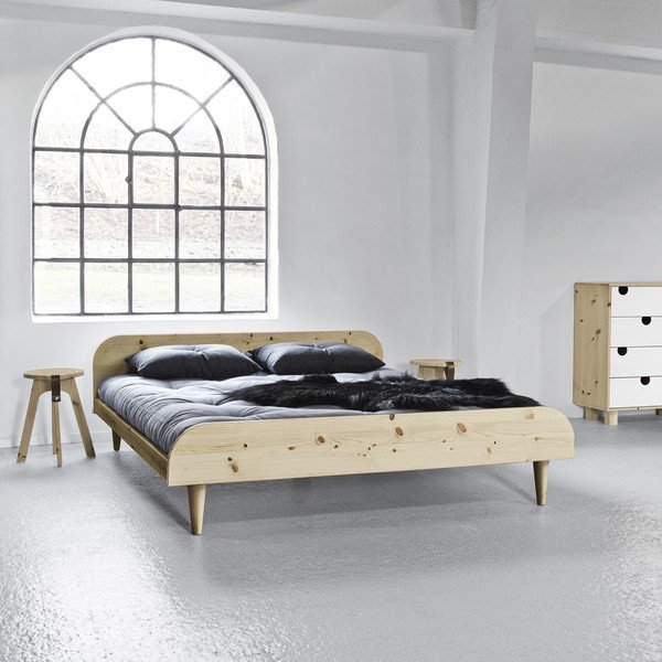 Twist Double Latex Natural Clear/Black borovi fenyőfa franciaágy matraccal, 160 x 200 cm - Karup Design-image-1