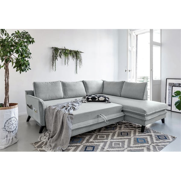 Charming Charlie L világosszürke kinyitható sarokkanapé, jobb oldali - Miuform-image-4