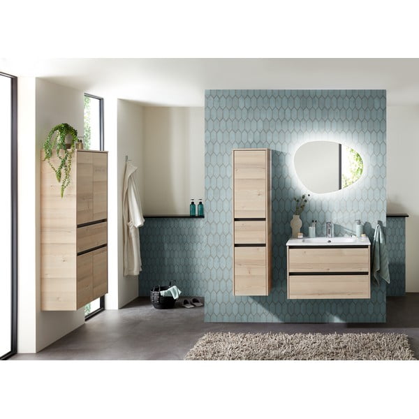 Natúr színű fürdőszoba szekrény borovi fenyő dekorral 146x35 cm Quickset 393 – Pelipal-image-1