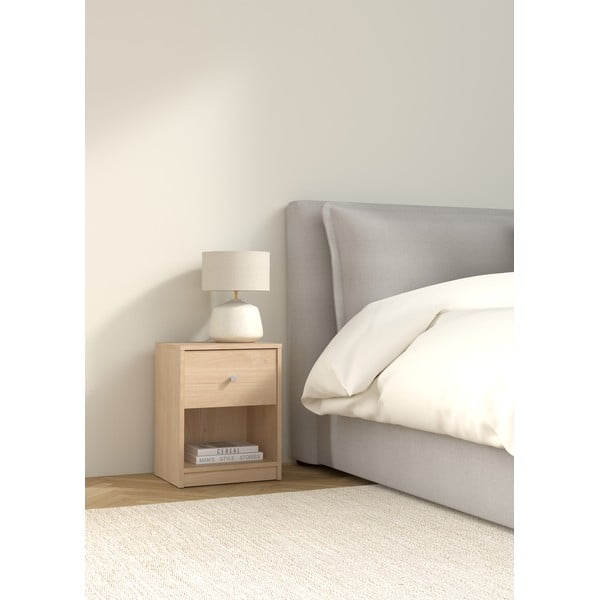 Természetes színű éjjeliszekrény tölgyfa dekorral May - Tvilum-image-1