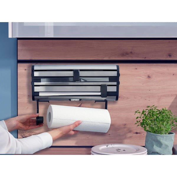 Ezüstszínű fali fém papírtörlő és fóliatartó Parat Royal – LEIFHEIT-image-3