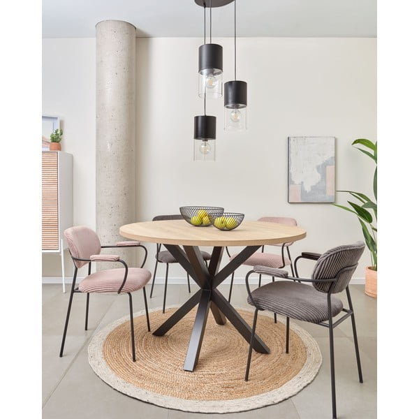 Fekete-natúr színű kerek étkezőasztal ø 120 cm Argo – Kave Home-image-1