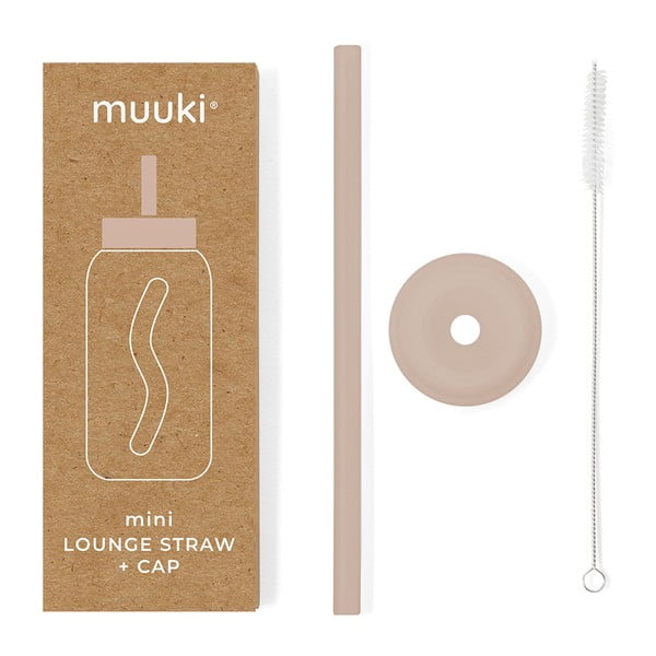 Szilikon szívószál tisztítókefével-fedéllel Desert Rose – Muuki