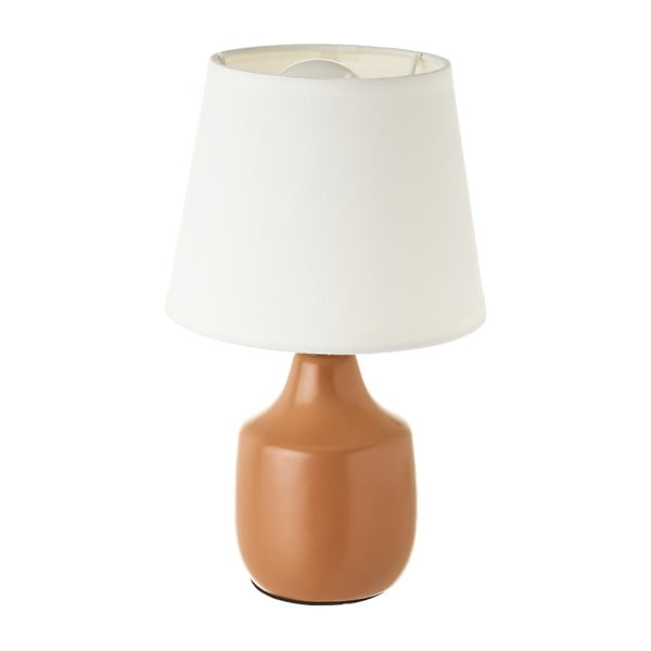 Fehér-barna kerámia asztali lámpa textil búrával (magasság 24 cm) – Casa Selección
