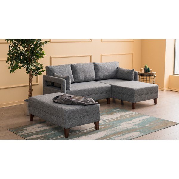 Emma szürke kinyitható sarokkanapé, jobb oldali - Balcab Home-image-1