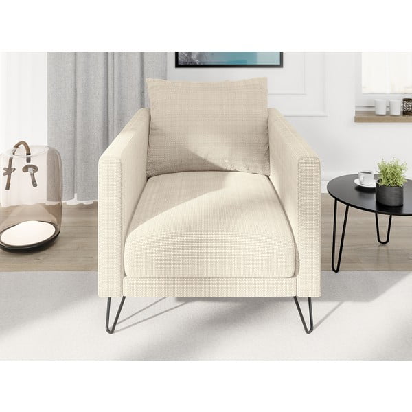 Krémszínű zsenília fotel Freya – Ropez-image-1