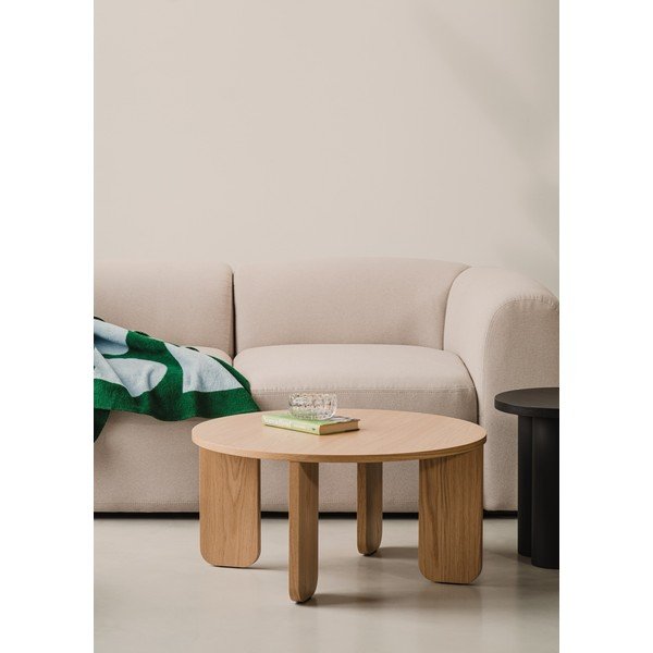 Natúr színű kerek dohányzóasztal tölgyfa dekoros asztallappal ø 75 cm Kuvu – noo.ma-image-1