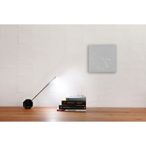 Analogue Click Clock szürke ébresztőóra fehér LED kijelzővel - Gingko-image-1