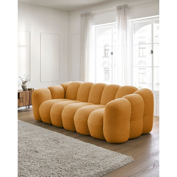 Mustársárga buklé kanapé 232 cm Hippolyte – Bobochic Paris-image-1