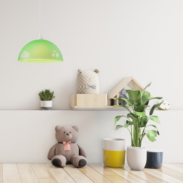 Zöld gyerek lámpa üveg búrával ø 30 cm Day & Night – LAMKUR-image-1