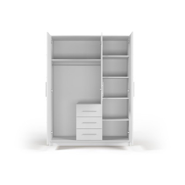 Fehér ruhásszekrény tükörrel 147x200 cm Derry - Cosmopolitan Design-image-3