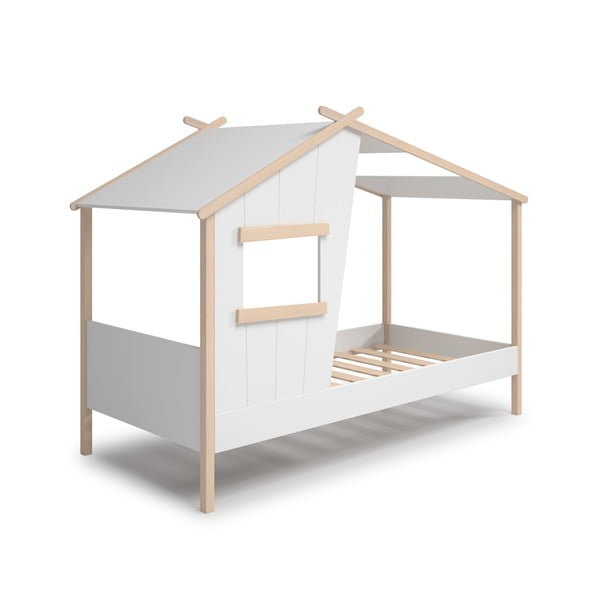Fehér házikó alakú borovi fenyő gyerekágy 90x190 cm Luba – Marckeric-image-3