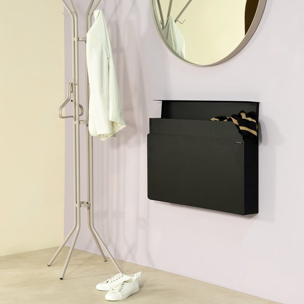 Fekete fém billenő ajtós-függő cipőtartó 78x48x13 cm Luigi – Spinder Design-image-1