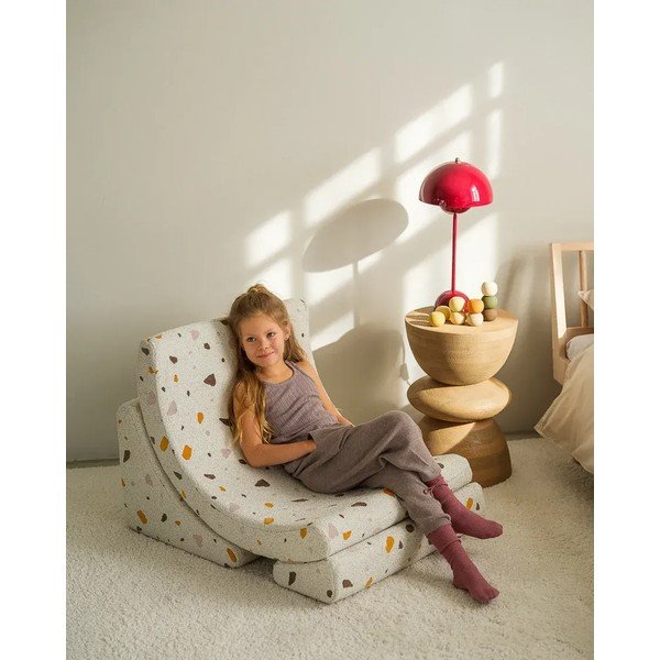 Fehér buklé-zsenília gyerek fotel Terrazzo Moon – Wigiwama-image-2