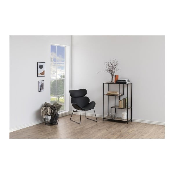 Fekete-natúr színű könyvespolc tölgyfa dekorral 77x114 cm Seaford – Actona-image-1