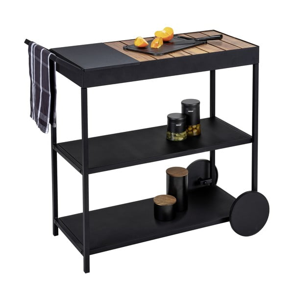 Gurulós zsúrkocsi akácfa asztallappal 40x80 cm Miro – Wenko-image-2