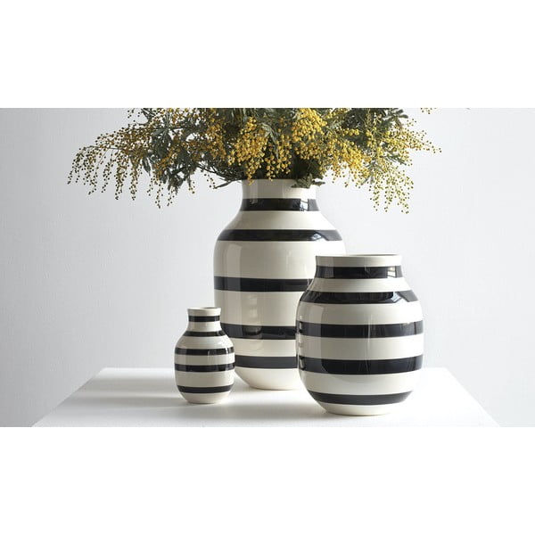Omaggio fekete-fehér agyagkerámia váza, magasság 12,5 cm - Kähler Design-image-4
