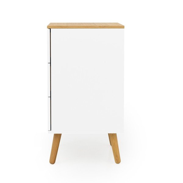 Dot fehér szekrény tölgyfa dekorral, 3 fiókkal, szélesség 40 cm - Tenzo-image-3