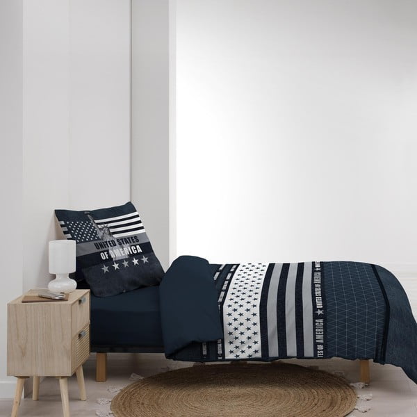 Sötétkék egyszemélyes pamut ágyneműhuzat 140x200 cm States – douceur d'intérieur-image-3