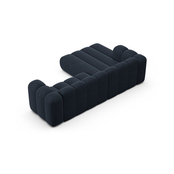 Sötétkék zsenília sarokkanapé (bal oldali-heverő résszel) Lupine – Micadoni -image-3