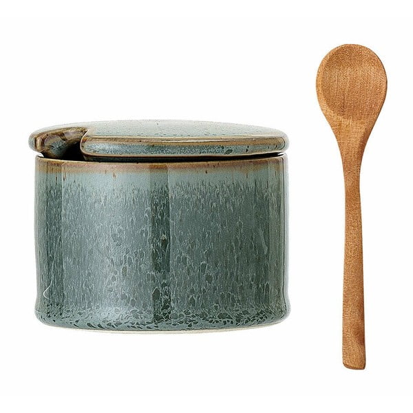 Pixie zöld agyagkerámia doboz kanállal - Bloomingville-image-2