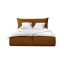 Okkersárga kárpitozott franciaágy tárolóhellyel, ágyráccsal 180x200 cm Jade – Bobochic Paris