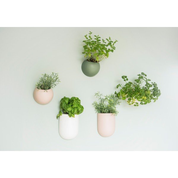 Oval világos rózsaszín fali kerámia virágcserép - PT LIVING-image-1