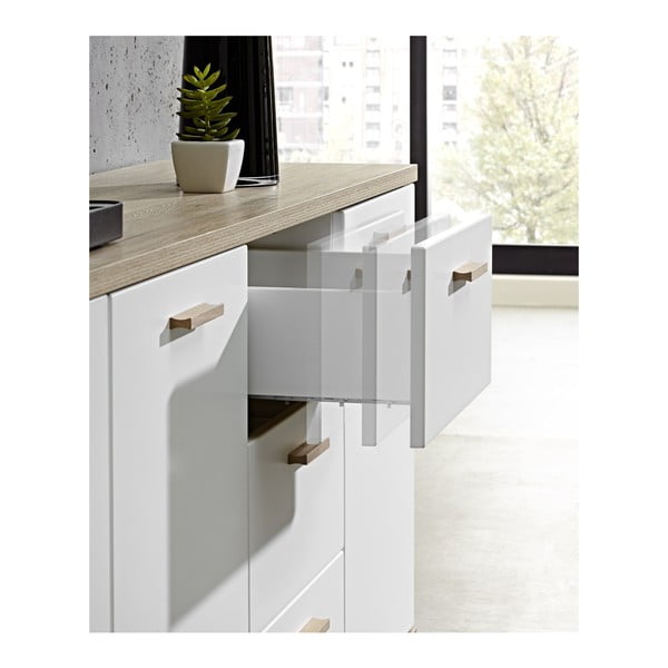 Oslo fehér háromajtós komód fiókokkal - Germania-image-2