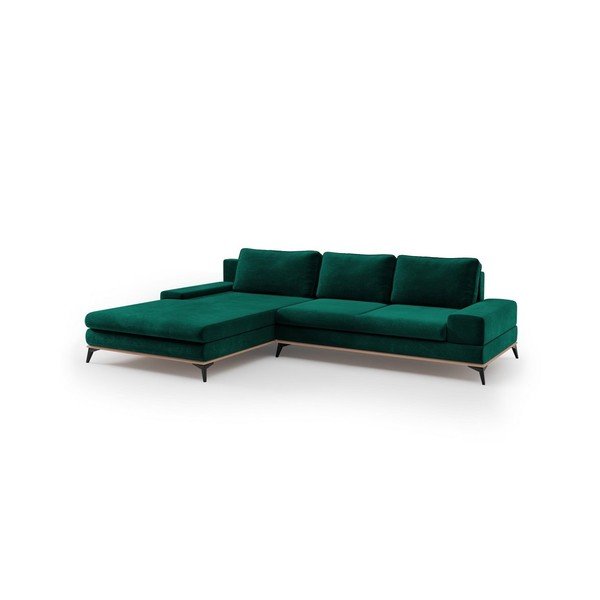 Astre palackzöld kinyitható bársony sarokkanapé, bal oldali - Windsor & Co Sofas-image-2
