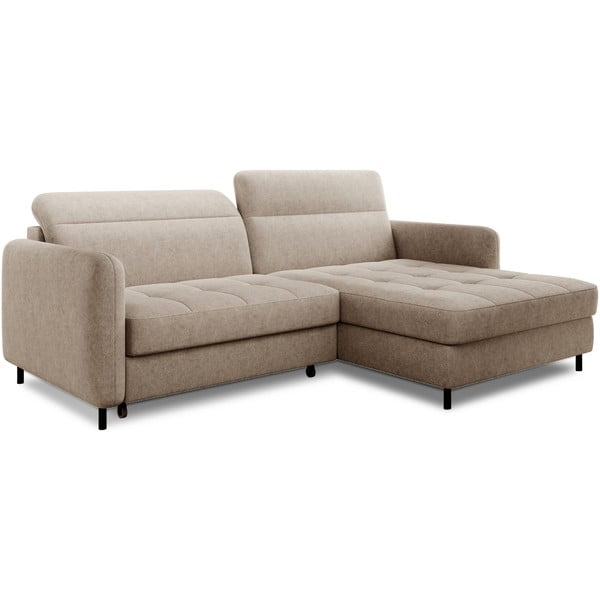 Bézs zsenília kinyitható-tárolóhelyes sarokkanapé (jobb oldali-heverő résszel) Gomsi – ELTAP-image-2