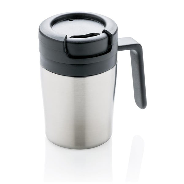 Coffee to Go ezüstszínű termo bögre füllel, 160 ml - XD Design