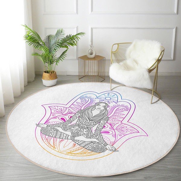 Fehér mosható-robotporszívóval tisztítható kerek szőnyeg ø 120 cm Comfort – Mila Home-image-4