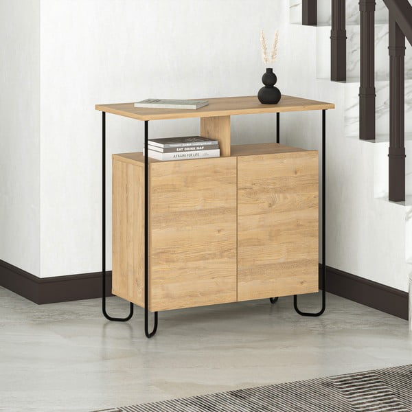 Natúr színű szekrény tölgyfa dekorral 80x80 cm Dilly – Marckeric-image-1