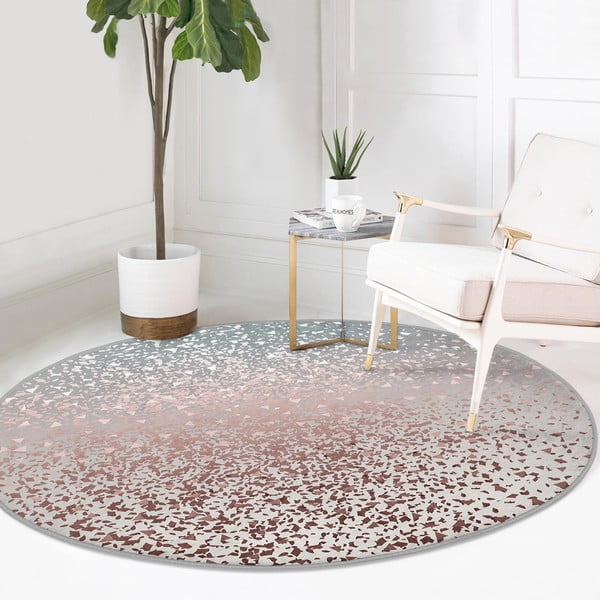 Szürke-rézszínű mosható-robotporszívóval tisztítható kerek szőnyeg ø 80 cm Comfort – Mila Home-image-4