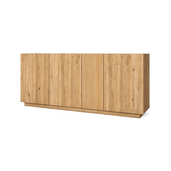 Natúr színű alacsony komód tölgyfa dekorral 181x78 cm Rayana – Marckeric-image-3