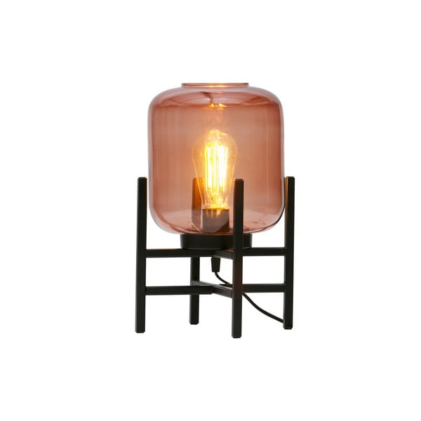 Abel rózsaszín-fekete asztali lámpa üveg lámpabúrával - WOOOD