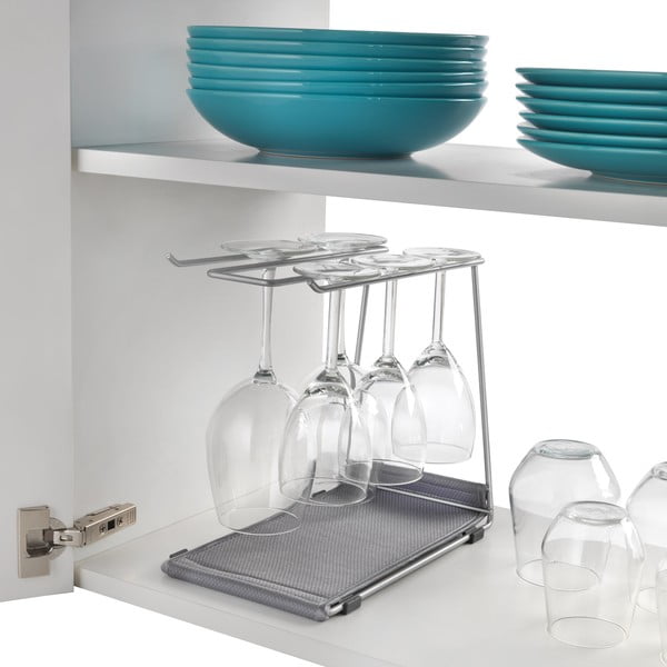 Ezüstszínű acél borospohár tartó Calix – Metaltex-image-3