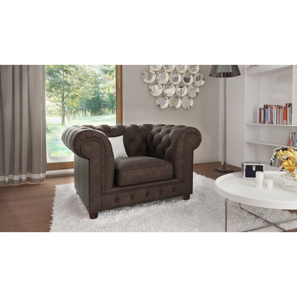 Sötétbarna bársony fotel Cambridge – Ropez-image-1